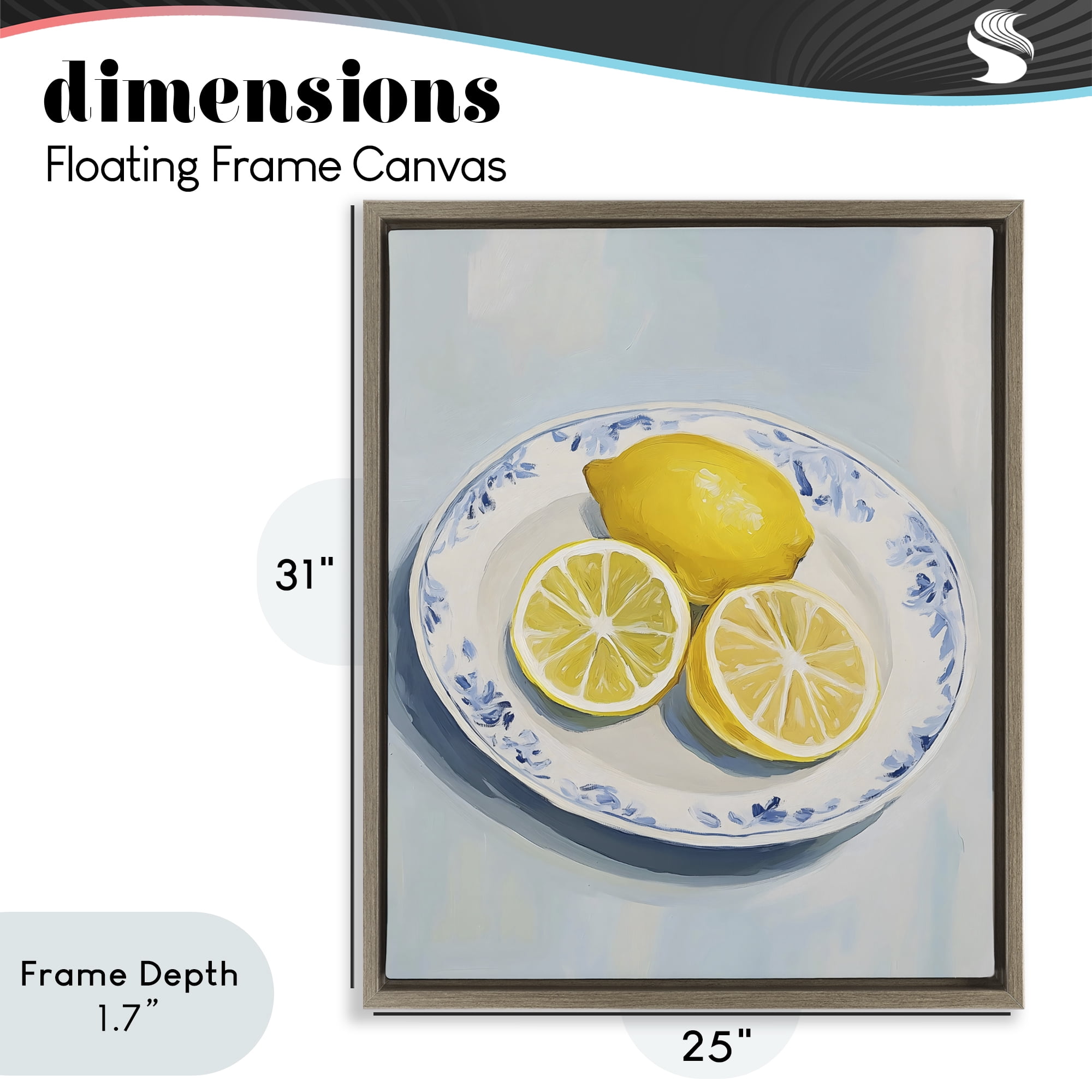 Stupell Industries Plate of Juicy Lemons Brown Framed Floater Canvas Wall Art, design by The Prints Vibe