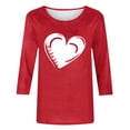 thumbnail image 4 of Ailaofu T-Shirts de la Saint-Valentin à Manches 3/4 Col Rond pour Femmes avec Imprimé Cœur Graphique, 4 of 5