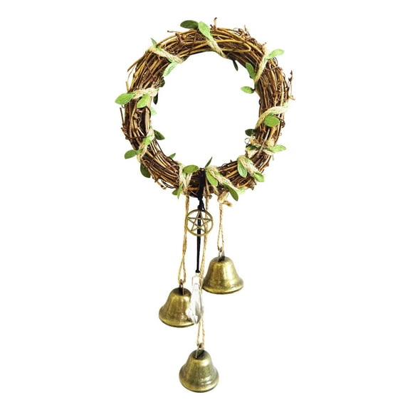 Witch Bells for Door, with Wreaths Protection Witch for Bell Witchy Decor Hanging Wall Home Bedroom Garden Witchcraft Decorations Witches Wind Decor Halloween Decoration