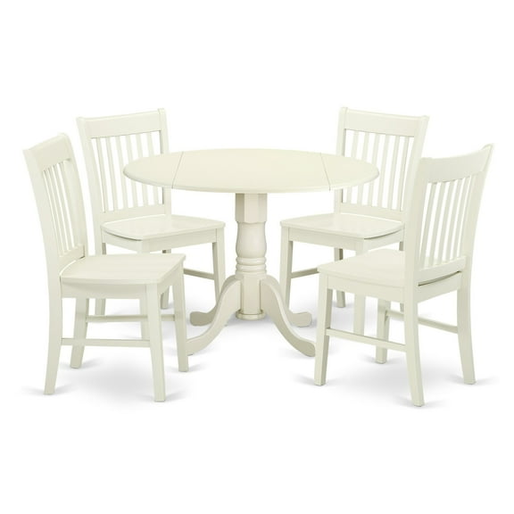 DLNO5-WHI-W 5 PC Dublin kitchen table set-Dining table and 4 wood seat kitchen chairs