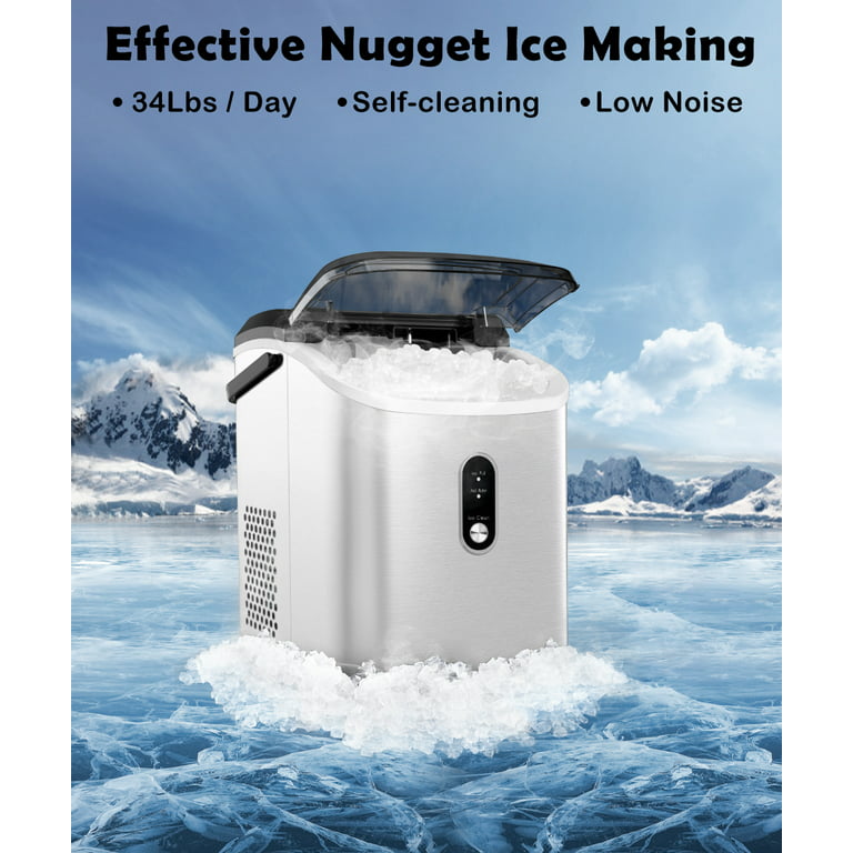 Iker Ice Makers Countertop 2 in 1 Ice Maker & Shaver Machine-33lbs/24h 12 Bullet Ice Cubes in 10 Mins Compact Portable Nugget Ice Maker with Crush