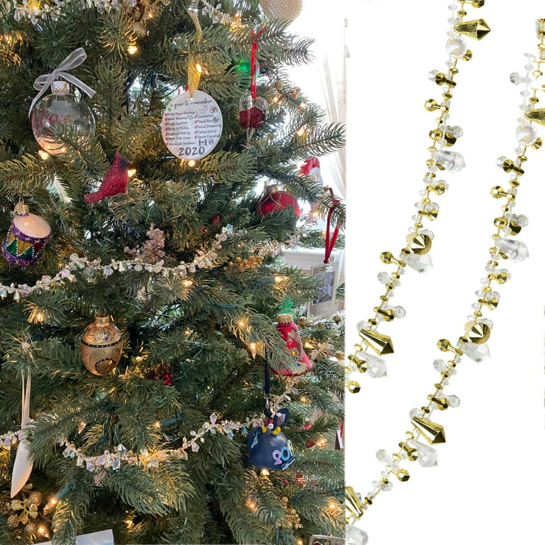 Crystal Christmas Garland,2Pc 9.8Ft Christmas Garland for Christmas Tree  Ornaments, Twist Bead String for Christmas Home House Room Yard Party