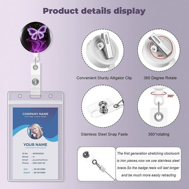 Iguohao 12 Pieces Cute Retractable Badge Holder Nursing Badge Reel Marble Id Badge Reels With Alligator Clip Badge Clip On Id Card Holders For Office