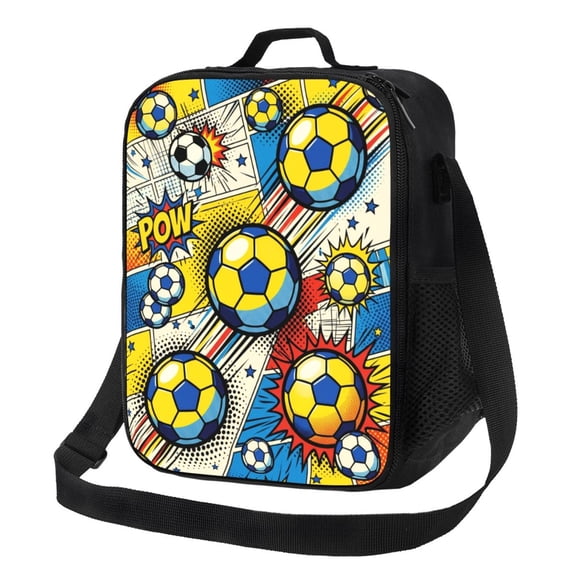 Soccer Ball Insulated Lunch Bag For Women & Men, Reusable Leak-Proof Lunch Box With Cooler Compartment, Lunch Tote For Adults Work Travel Picnic