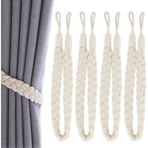 4 Pairs Silver grey tiebacks for curtains, braided curtain tiebacks tie backs, simple type curtain ties, curtain tied rope, curtain holdback rope