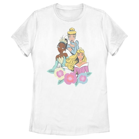 Women's Disney Floral Princess Graphic Tee White Medium