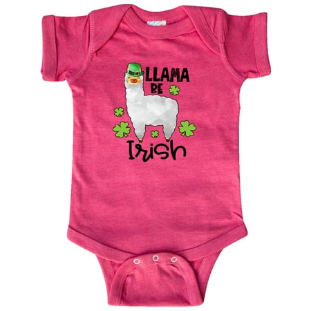 

Inktastic St. Patrick s Day Llama Be Irish with Green Shamrocks Gift Baby Boy or Baby Girl Bodysuit