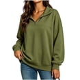 thumbnail image 3 of Tqcoqu Women's Half Zip Stand Collar Sweatshirt,Drop Shoulder Long Sleeve Casual Pullover Tops,Solid Color Basic Sweatshirt for Women,Army Green Women's S-XXL, 3 of 6