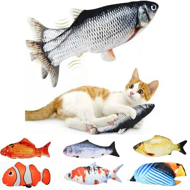 Pez eléctrico divertido gato pez juguete para mascotas recargable por usb pez saltador de cola juguete de gato de peluche pez de simulación