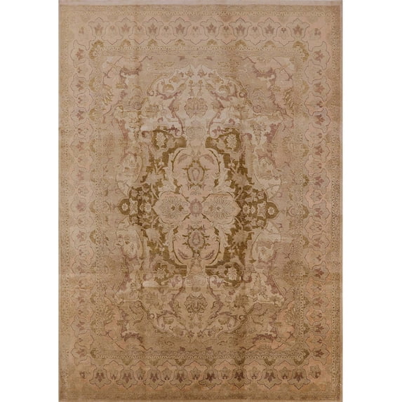 Ahgly Company Machine Washable Indoor Rectangle Industrial Modern Light Brown Area Rugs, 2' x 5'