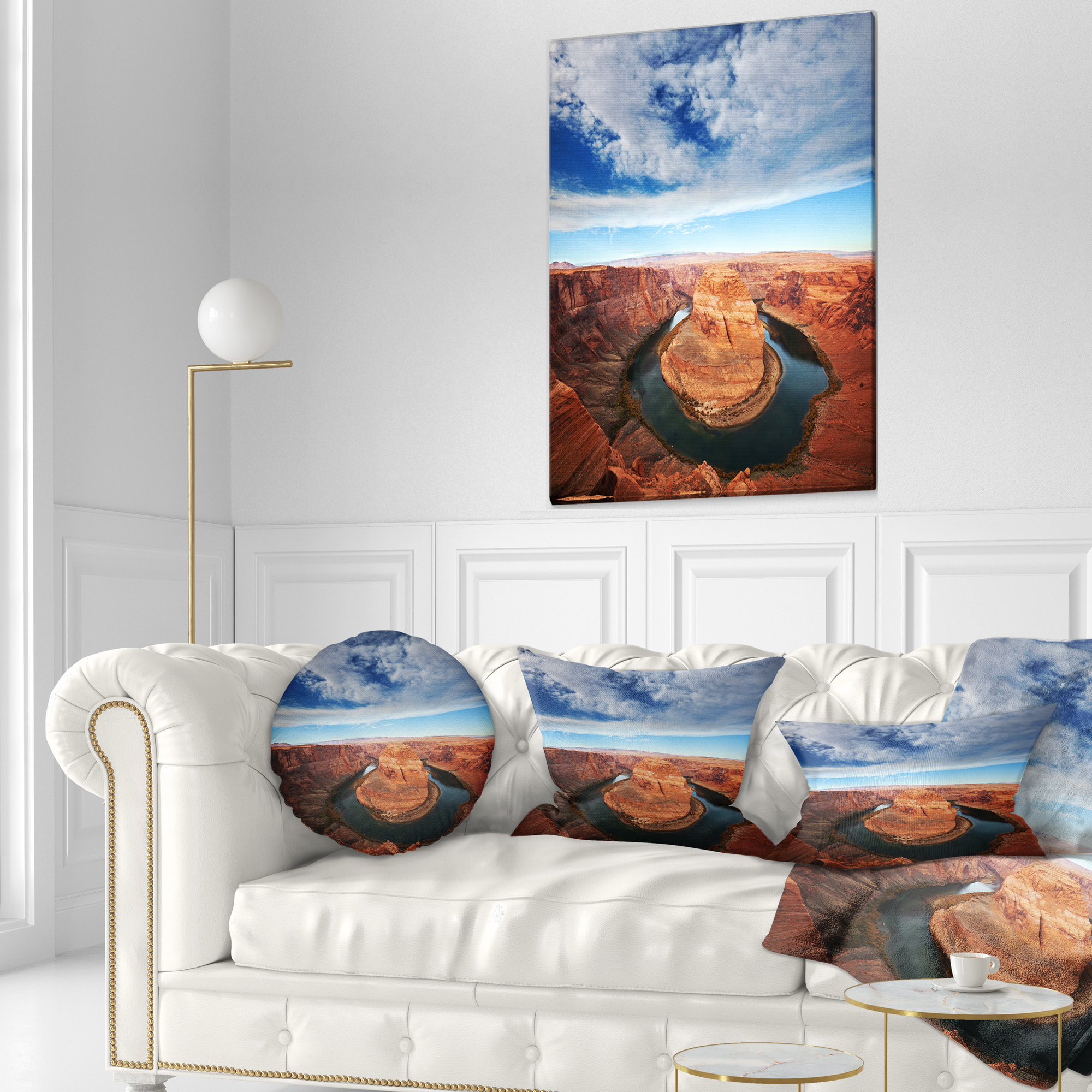Designart 12" x 20" Blue Polyester Throw Pillow