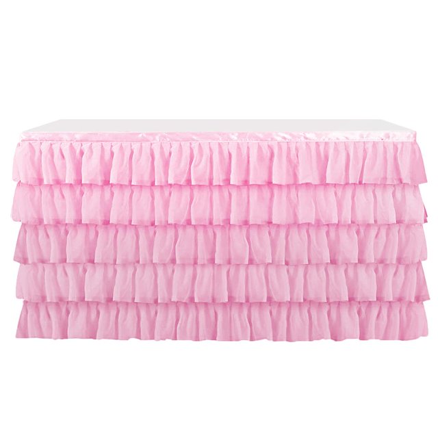 de mesa de que bordea rosa para decoración de boda / fiesta de 75x275cm Yuyangstore Falda de la tabla de los manteles de Tulle