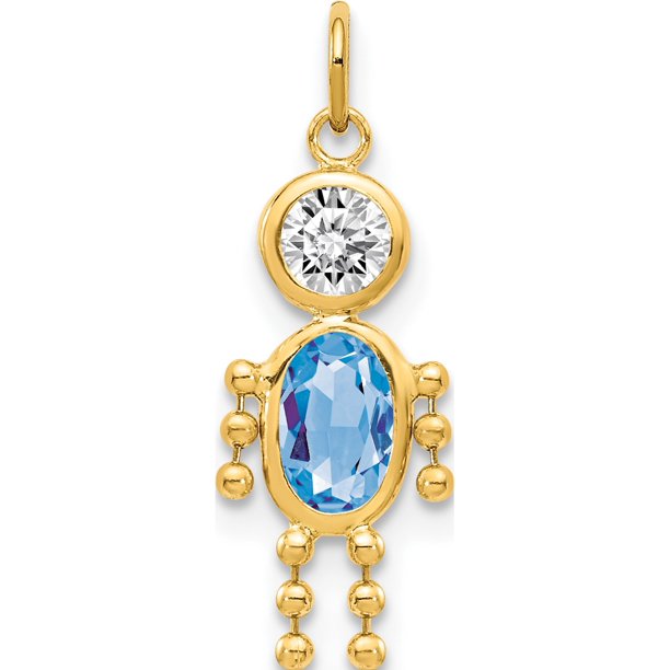 Jewelry by Sweet Pea 14k Yellow Gold March Boy Birthstone (9x19mm