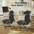 thumbnail image 4 of Criss Cross Chair with Wheels & Flip-up Arms, Executive Office Chair with Foot Rest, Swivel Cross Legged Office Chair with Lumbar Pillow, Corduroy  Computer Desk Chair for Home, Black, 4 of 9