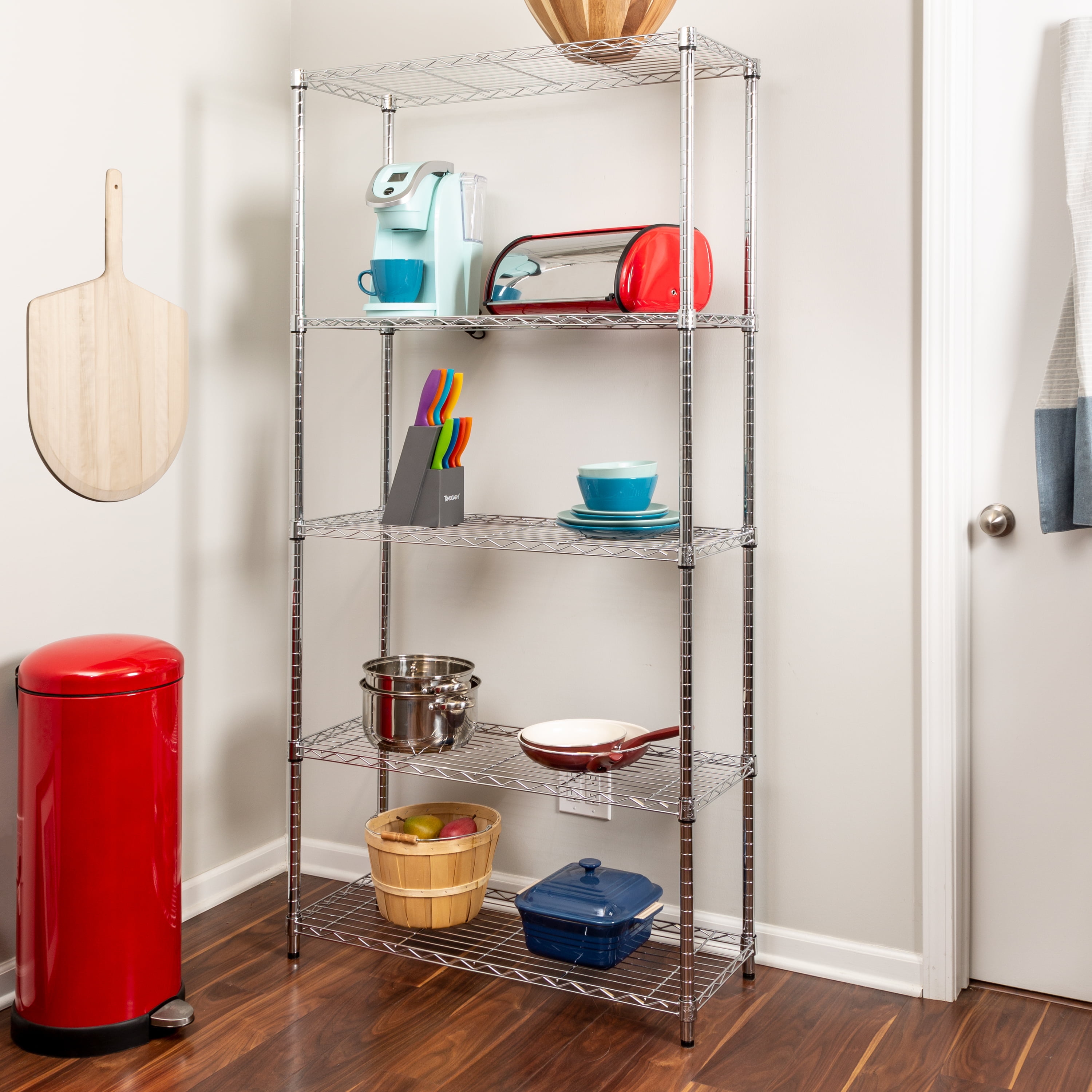 Honey Can Do Urban 5--Shelf Adjustable Steel Storage Shelving Unit, Chrome