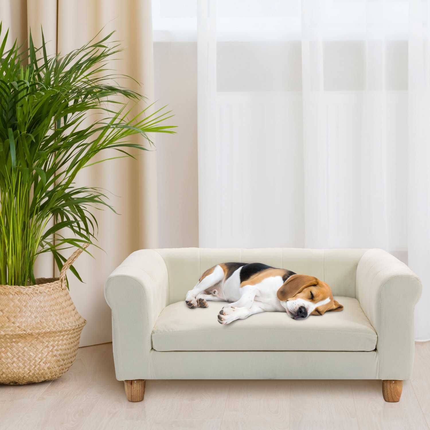 Critter Sitters 33-in Faux Suede Durable Washable Pet Bed for Small & Medium Sized Cats & Dogs in Cream, CSPETBED11-CRM