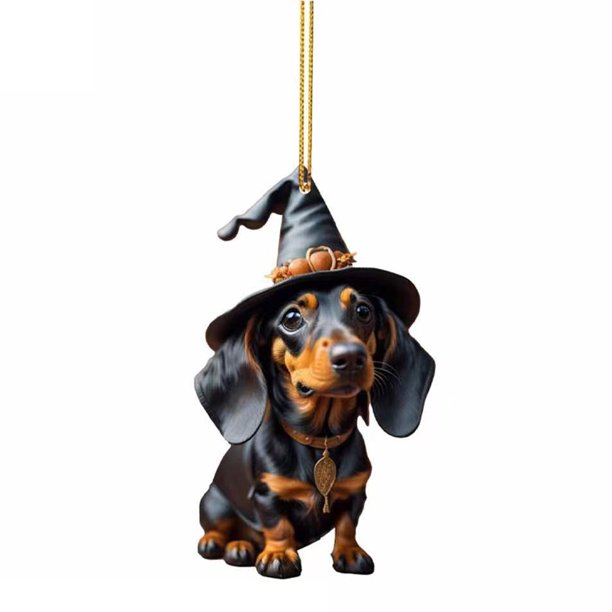Adorno de perro de dibujos animados Colgante acrílico navideño Suministros para fiestas en el hogar (A-2)