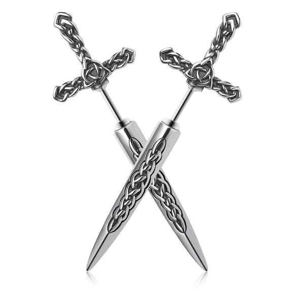 Stainless Steel Sword Stud Dangle Earrings for Men Women Gothic Punk Sword Earrings Jewelry Ref: 8223