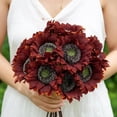 thumbnail image 3 of XmhyTop 12 girasoles artificiales con tallos de 4,7 pulgadas, girasoles de seda a granel para decoración de bodas, hogares, jardines, fiestas al aire libre (rojo), 3 of 5