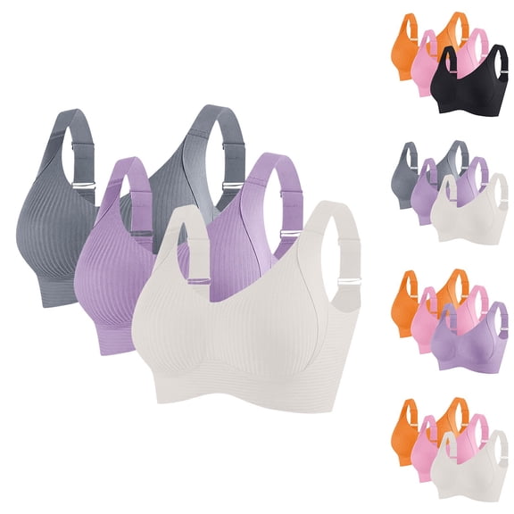 TARIENDY Plus Size Seamless Sports Bra for Large Bust Wireless High Support Workout Bras Comfort Gym Sports Crop Tops Adjustable Straps Sports Bras 3 Pack Black M