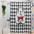 thumbnail image 3 of Groundhog Day Shower Curtain Set, Waterproof Shower Curtains for Bathroom, Red Bow Knot Black Checkered Washable Fabric Cloth Bath Curtain for Bathtub Decoration with Hooks 66x72 Inches, 3 of 9