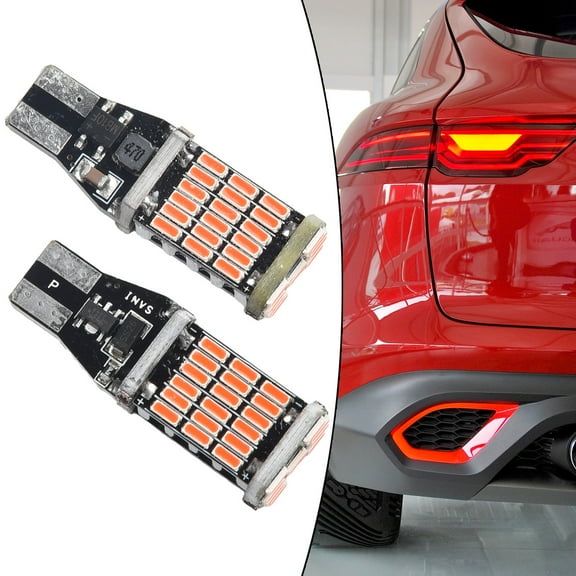 2x 6000K Red 45 SMD 4014 Error Free LED T15 W16W Car Reverse Back Light Bulb