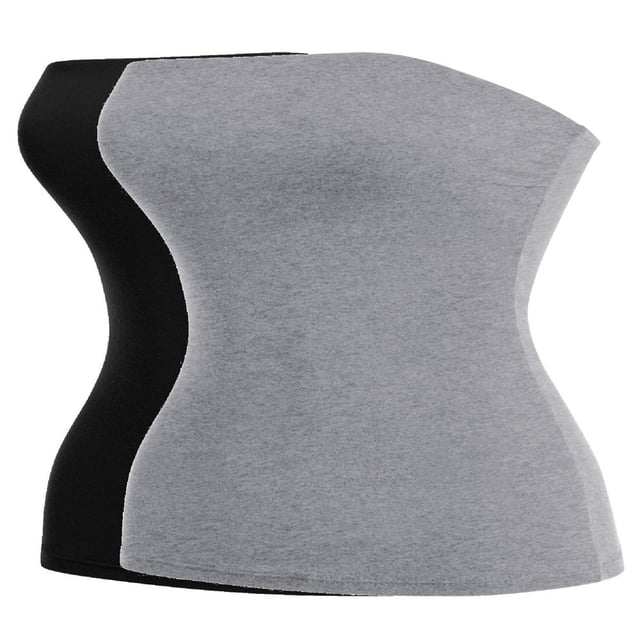 CHUANK Haut Bandeau Long Tube Basique Uni Extensible en Coton pour Femmes, Lot de 2