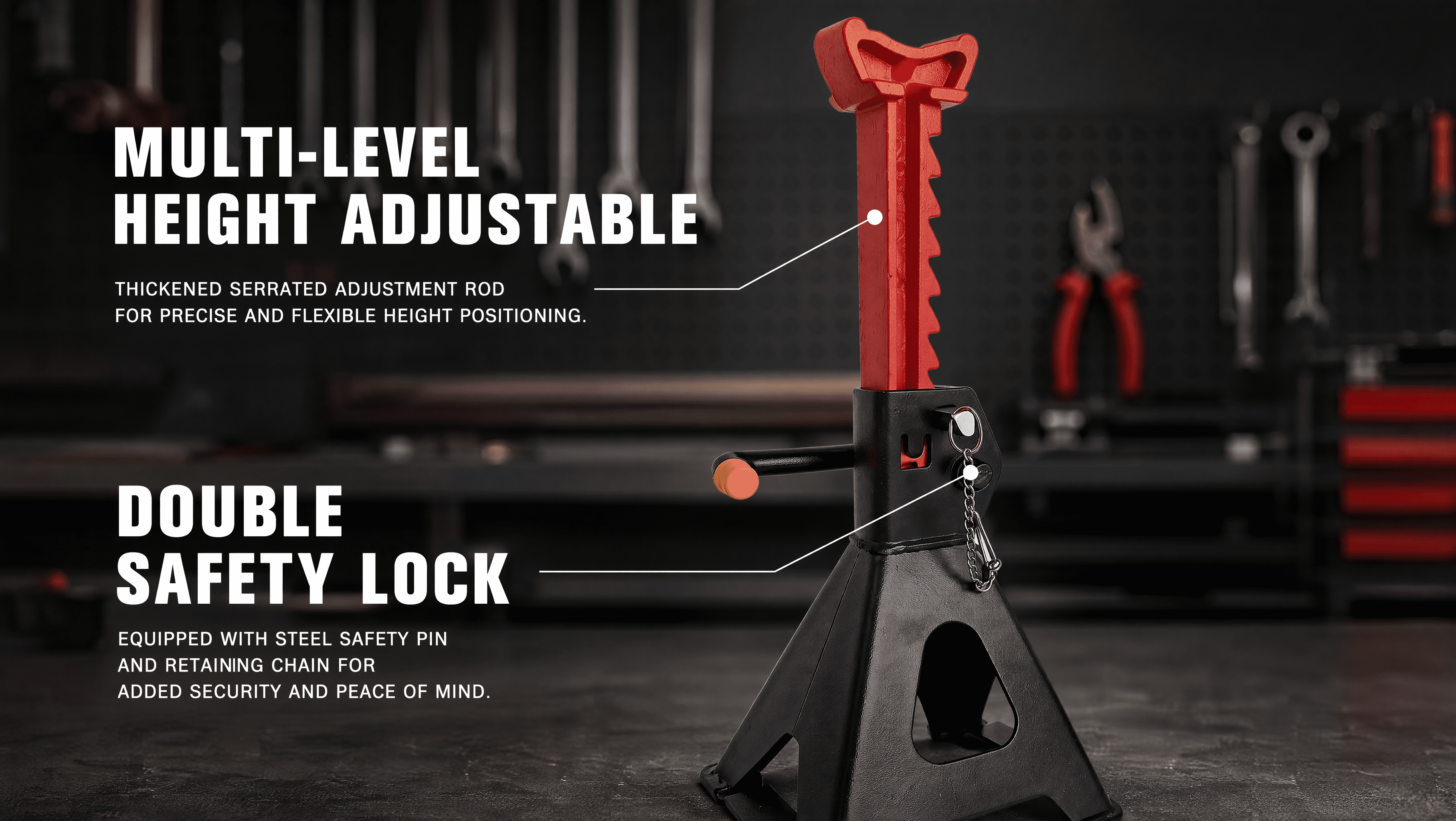 2 Ton Jack Stands Pair, Heavy‑Duty Adjustable Steel Car Jack Stands with Locking Pin, Safety Support for Auto Repair, Tire Change & Vehicle Maintenance