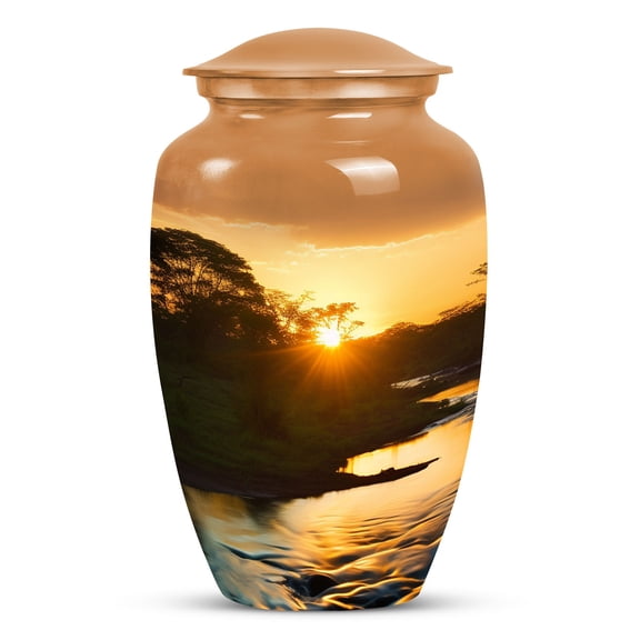 Sunset Over The Serene African Savannah, Ashes Urn, Cremation Urns For Human Ashes, Funeral Urns, Decorative Urns, Human Urns For Ashes, Funeral Urns For Adult Ashes Men 10''