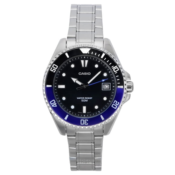 Casio Standard Analog Stainless Steel Black Dial Quartz MDV-10D-1A2 Men's Watch