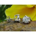 thumbnail image 5 of AFFY 14K White Gold Post & 925 Sterling Silver 2 Carat 6.5MM Round Moissanite Diamond Solitaire Stud Earrings for Women, 5 of 8