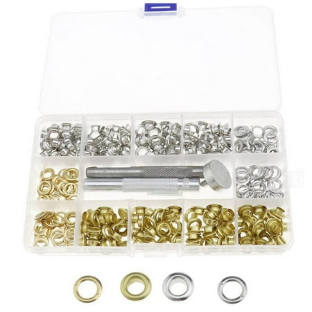 

200 Sets 1/4 Inch Grommet Kit Grommets with 3 Pieces Install Tool Kit 2 Colors