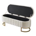 thumbnail image 6 of Velvet Storage Ottoman with Flip Top, Modern Upholstered Storage Bench with Gold Metal Base, Multifunctional Foot Rest Stool for Living Room, Bedroom, Entryway, Beige, 6 of 9