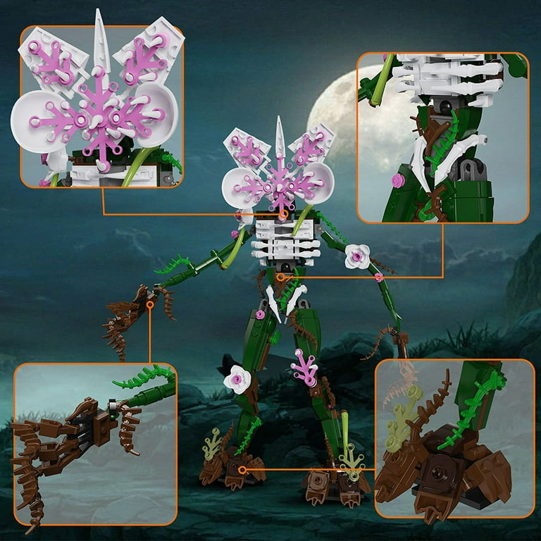 Demogorchid Monster Building Blocks,Stranger Open Mouth Monster Building  Toy Things Demogorgon Action Figures,Orchid Flower Monster Building