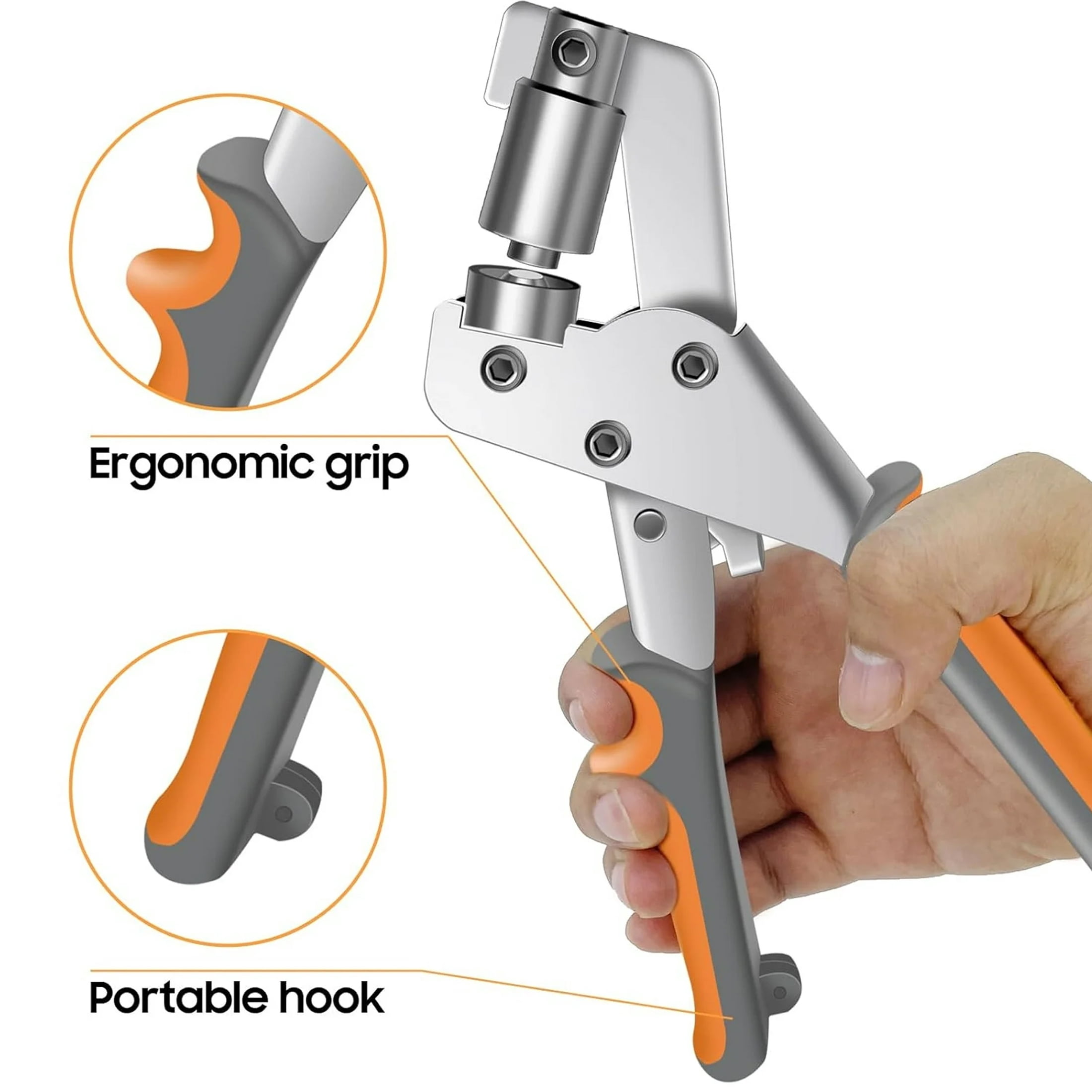 Grommet Tool Kit with Bag, 3/8 and 1/4 Tarp Grommet Kit with 200Pcs 10mm Grommets and 200Pcs 6mm Grommets, Grommets for Fabrics, Tarps, Vinyl and Banners