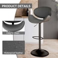 thumbnail image 5 of Bar Stools,Swivel Bar Stools Counter Height for Kitchen Island,Adjustable Bentwood Barstools, PU Leather Upholstered Bar Chair with Back and Footrest for Bar,Dining Room(Grey 1PCS), 5 of 17