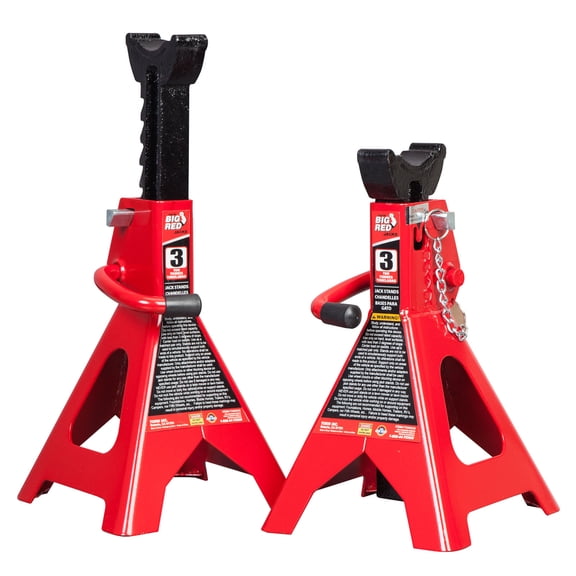 Torin Big Red T43002A 3 Ton Capacity Double Locking Steel Jack Stands, 1 Pair