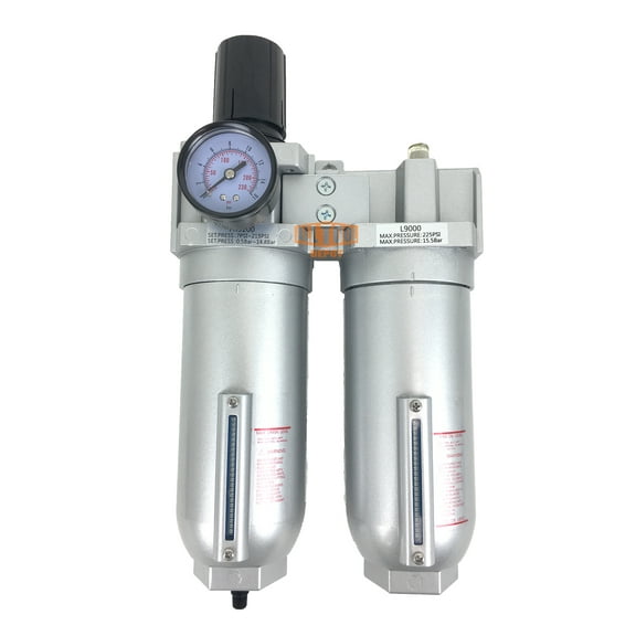 3/4" NPT SUPER DUTY Compressed Air In Line Filter Regulator Lubricator Oiler Combo Piggyback (AUTO DRAIN)