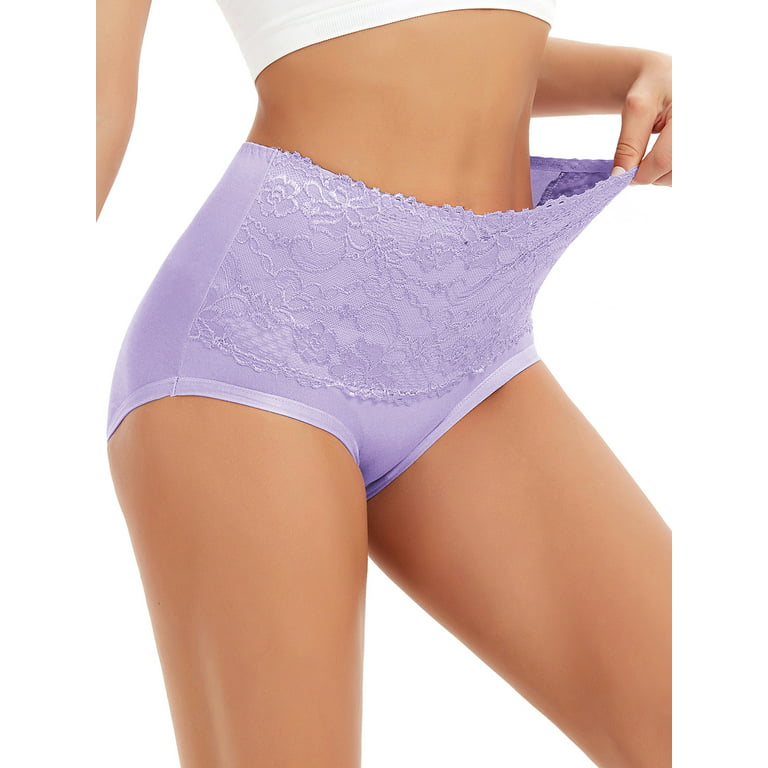 SAYFUT Women's High Waist Underwear Seamless Brief Panties Full Coverage  Comfortable Cotton Underwear 4-Pack