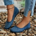 thumbnail image 4 of HTHLVMD Sparkly Dressy Flat Shoes, Rhinestone Ballet Flats for Women, Slip-On Dressy Flats, Casual Walking Flats for Women, Womens Faux Suede Rhinestone Ballerina Ballet Flats Shoes, Blue 7.5, 4 of 5