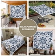 thumbnail image 6 of Blue Floral Large Tapestry for Bedroom Wall Hanging Tapestry, Ethnic Boho Botanical Geometric Art Ceiling Backdrop Tapestries Poster Blanket Wall Decor for Teens Room Living Room Dorm 85" x 90", 6 of 8