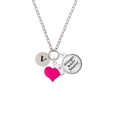 thumbnail image 2 of Delight Jewelry Silvertone Disc 1/2'' Initial - v - Hot Pink Heart Nurse Strong Zoe Necklace, 2 of 4