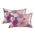 thumbnail image 2 of Retro Flowers Leaves in Lavender and Pink Satin Pillowcase Envelope Design Pillow Covers 1 Pack Queen Size 20" x 30", 2 of 9