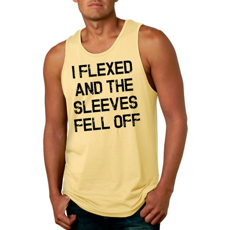 Mens I Flexed and the Sleeves Fell Off Tank Top Funny Sleeveless Gym Workout