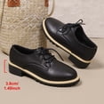 thumbnail image 6 of ZACPNCV Womens Casual Loafers Plus Size Round Toe Lace Up Low Block Heel British Style Faux Fur Leather Oxford Flats, 6 of 9