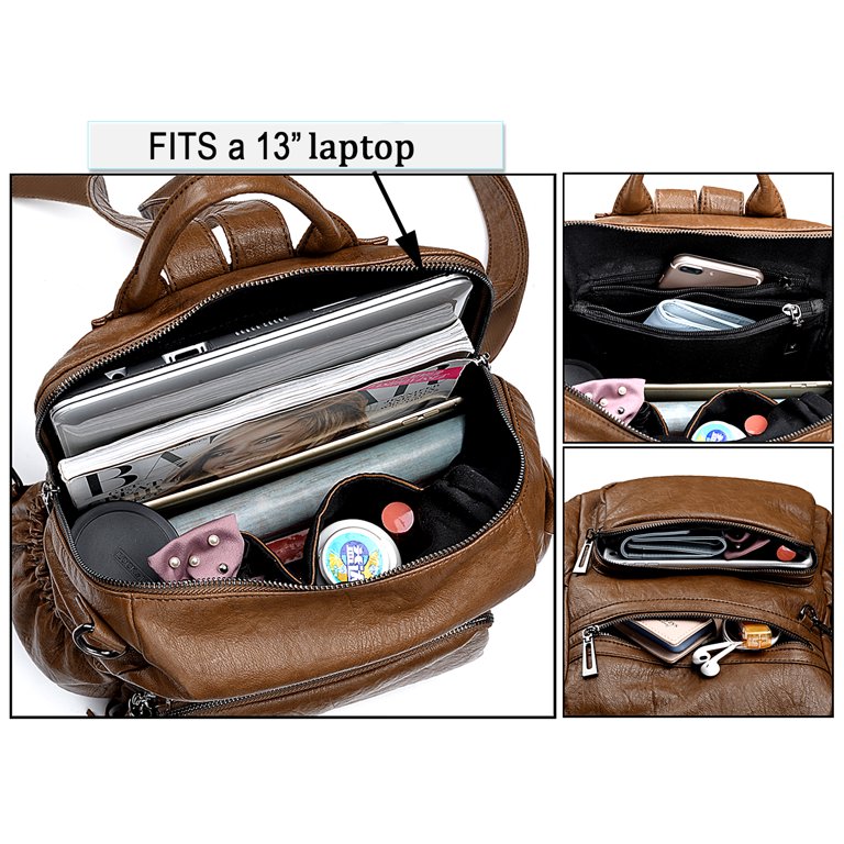 UTO Womens Backpack Purse Convertible Ladies Rucksack Crossbody Brown NEW. Amazon.com: UTO Women Backpack Purse Leather Vegan  main image 3