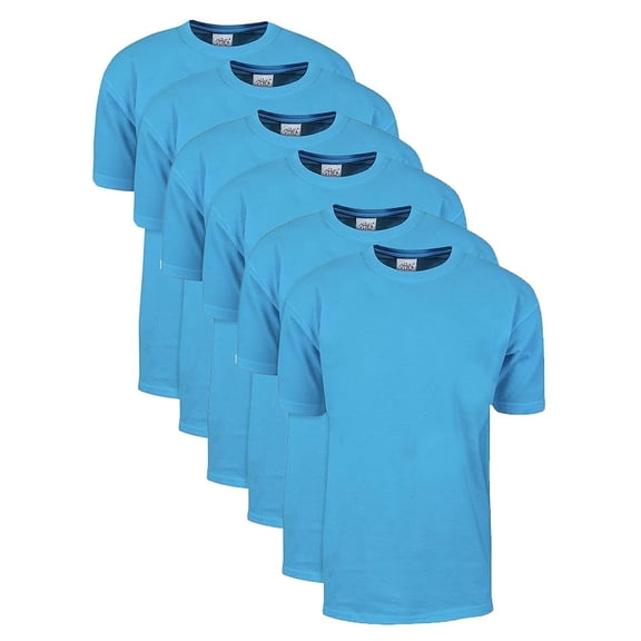 6 Pack Shaka Wear Men's Max Heavyweight Short Sleeve Crew Neck T-Shirt - Turquoise - Small