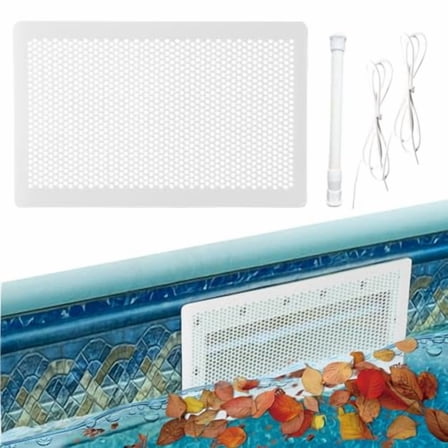 Pool Skimmer Guard Net Cover with Telescopic Pole, 15.4”x9.8” Rust-Proof Leaf Skimmer Screen for Inground & Above Ground Pools - Prevents Clogging, Easy Install