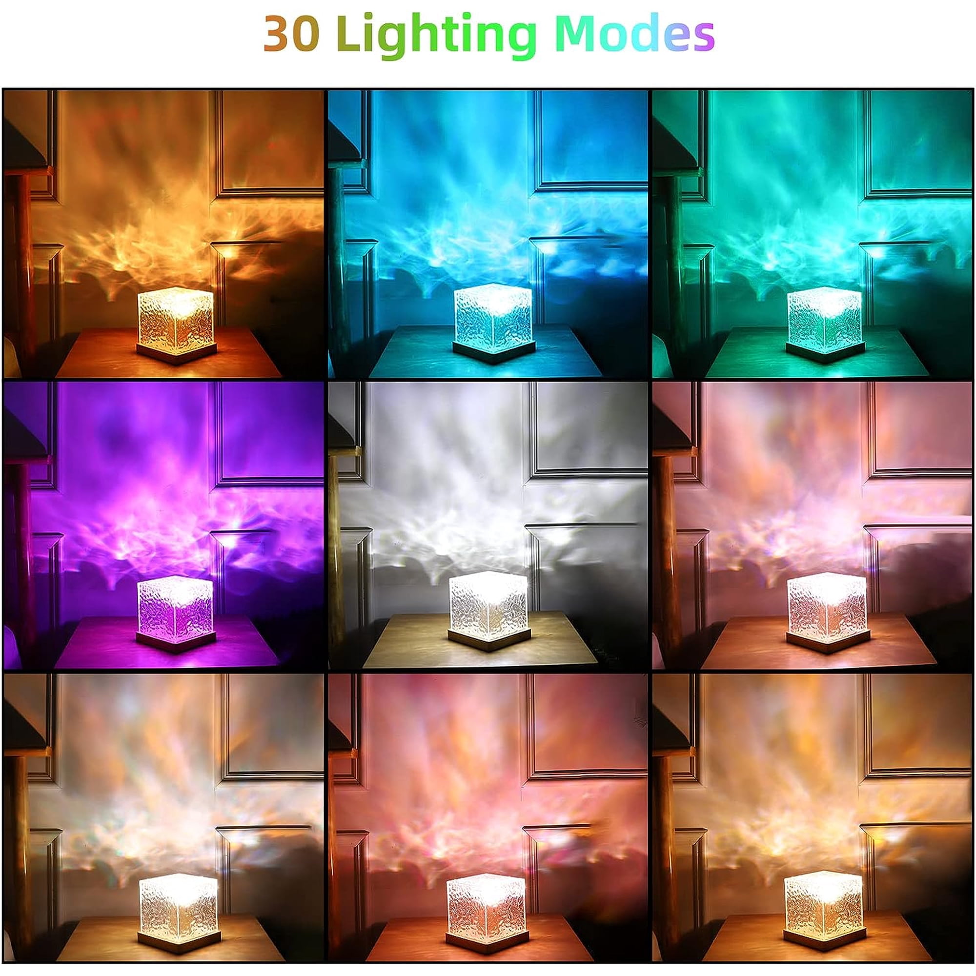 Lampe Projecteur Vagues D'Eau YATOSEEN - 16 Couleurs Rotatives, Effets Dynamiques Sur Plafond, Ambiance Océanique Avec Télécommande - Base Bois Pour Chambre & Fêtes