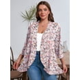 thumbnail image 5 of SHOWMALL Women's Plus Open Front Lightweight Cardigan 3/4 Sleeves Bolero Dense Daisy Blooms 4X Pleated Ruffles Hemline Shrugs, 5 of 7